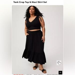 Tank Crop Top & Maxi Skirt Set - Black